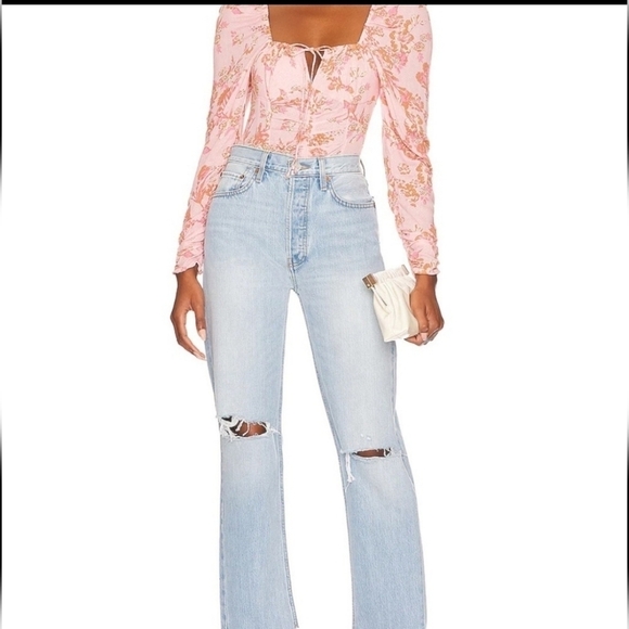 Free People Hilary Printed Top in Pink Combo - Picture 11 of 13